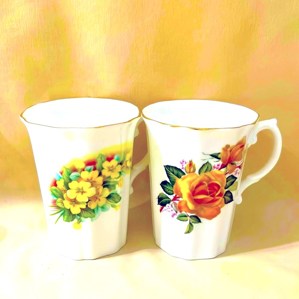 Set of 2 Royal Grafton England Fine Bone China Coffee/Tea Mugs E1302